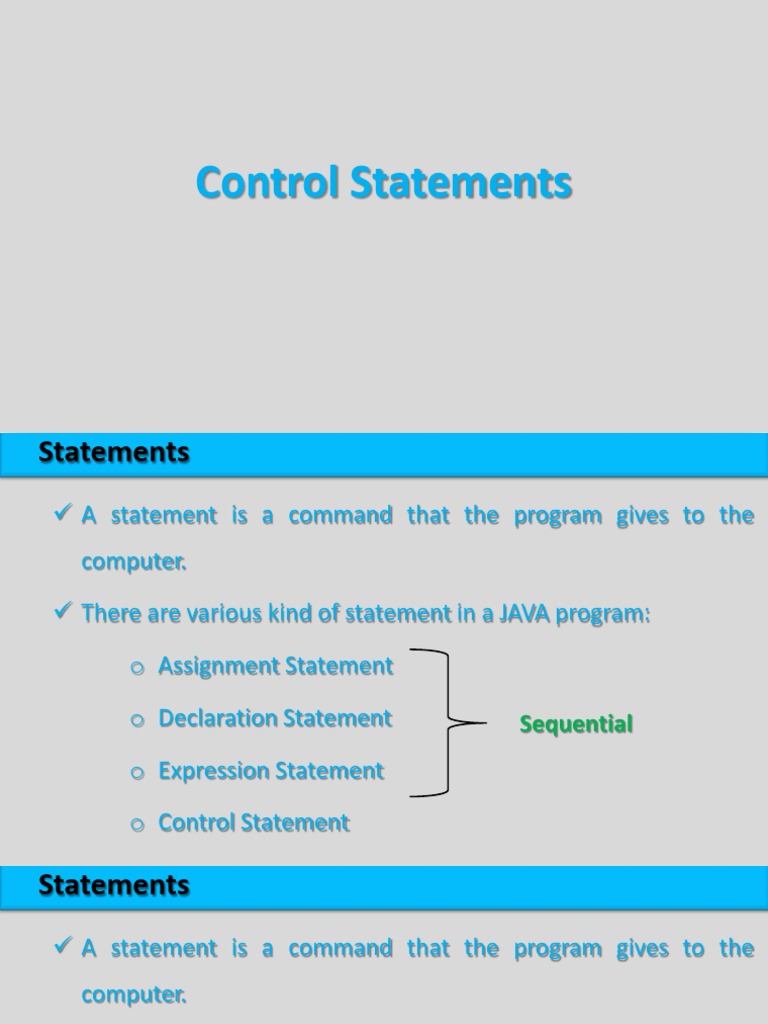 Lec08 To 09 JAVA Statements | PDF | Control Flow | Mathematical Logic