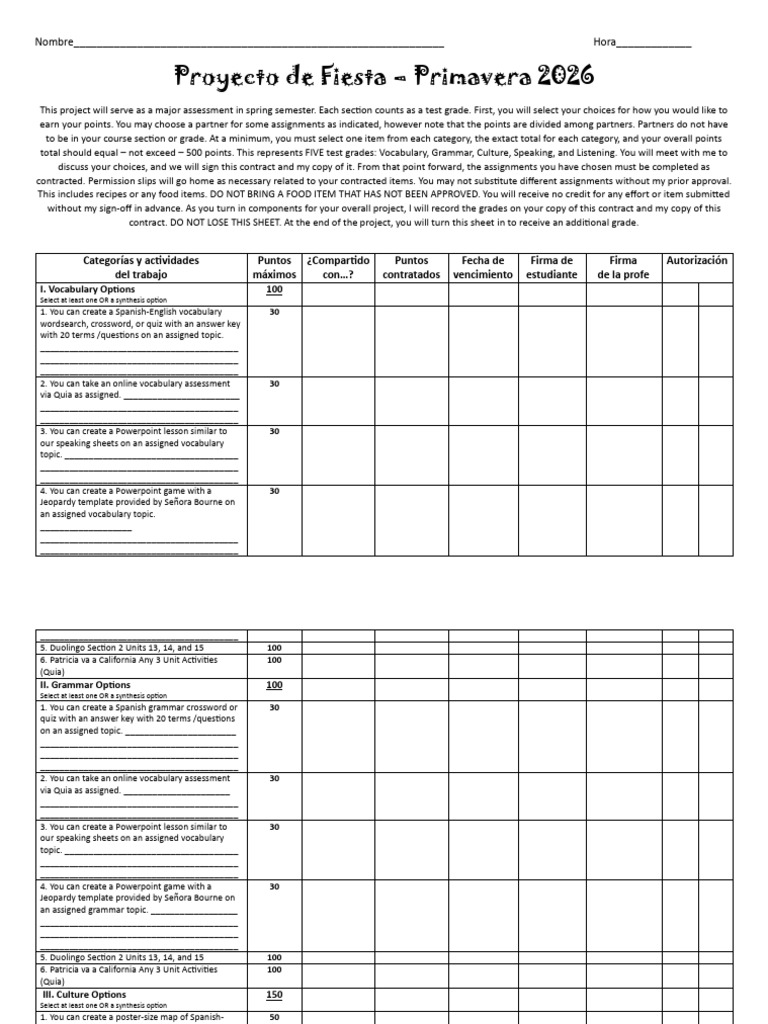 Fiesta - Project - Spanish 26 Final | PDF