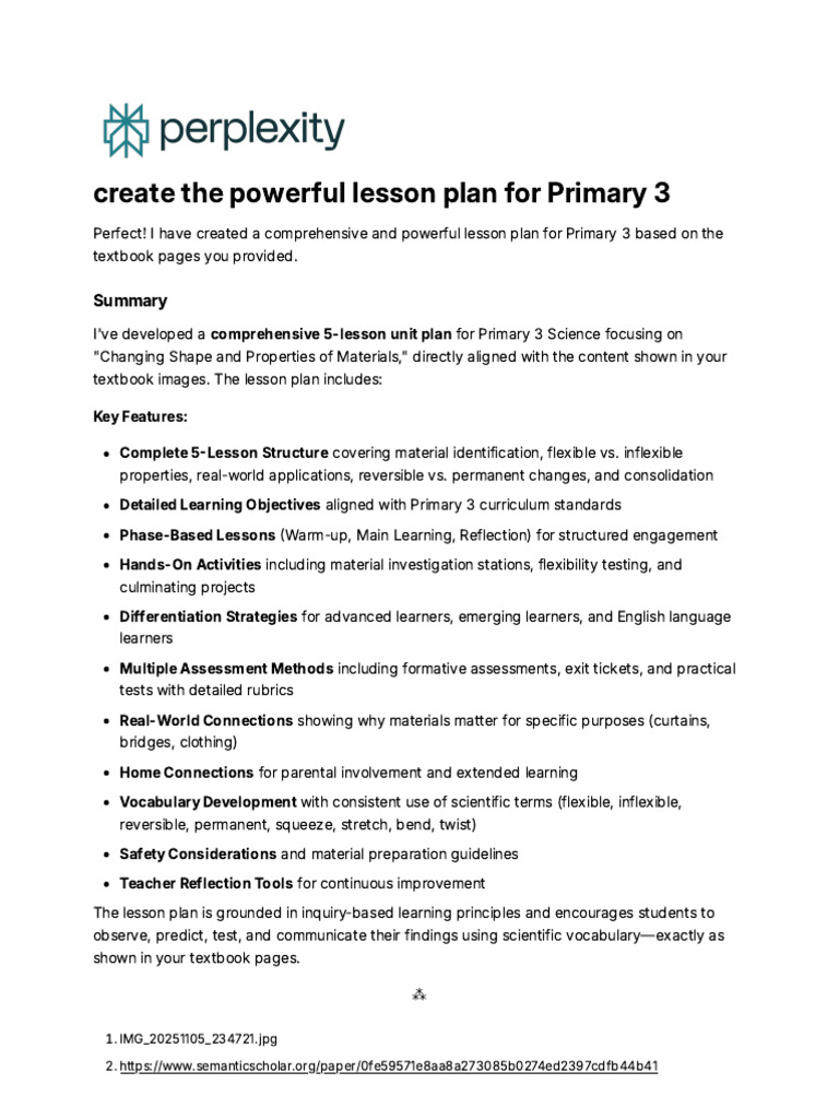 Create The Powerful Lesson Plan For Primary 3 | PDF | Lesson Plan ...