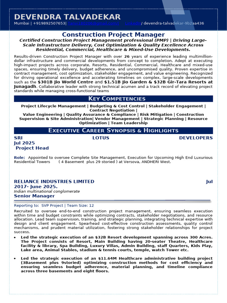 Devendra - Talvadekar - 26 YEARS - RESUME | PDF | Project Management ...