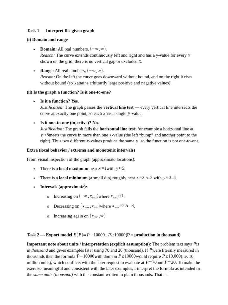 Math Assignment Unit 1 | PDF | Function (Mathematics) | Interpretation ...