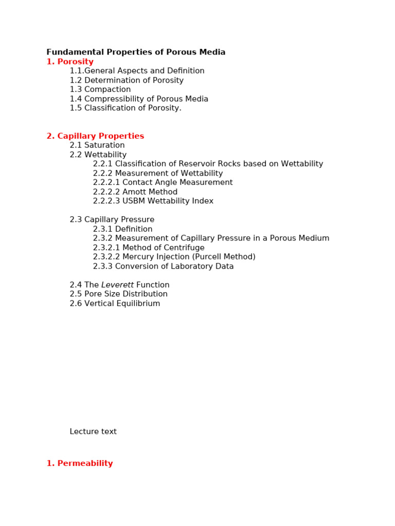 L#3 - Fundamental Properties of Porous Media | PDF | Porosity ...