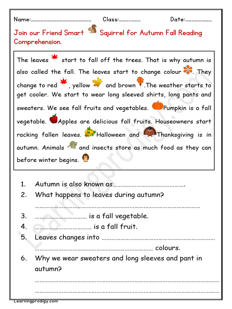 Fall Reading Comprehension | PDF