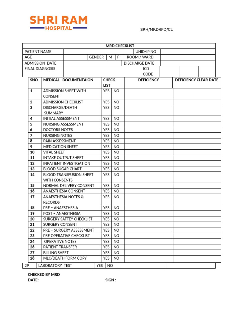 MRD Checklist | PDF