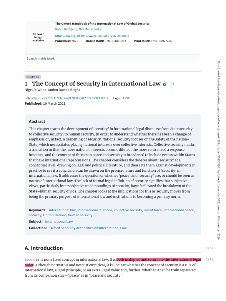 The Concept of Security in International Law | PDF | Sovereignty ...