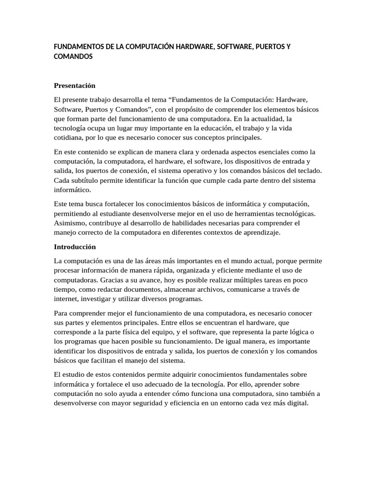 Fundamentos de La Computación Hardware | PDF | Hardware de la ...