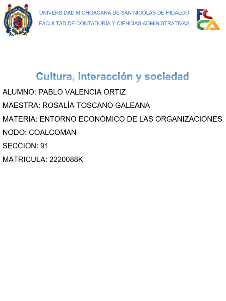 Cultura y Interaccion | PDF | Sociedad | Grupo social