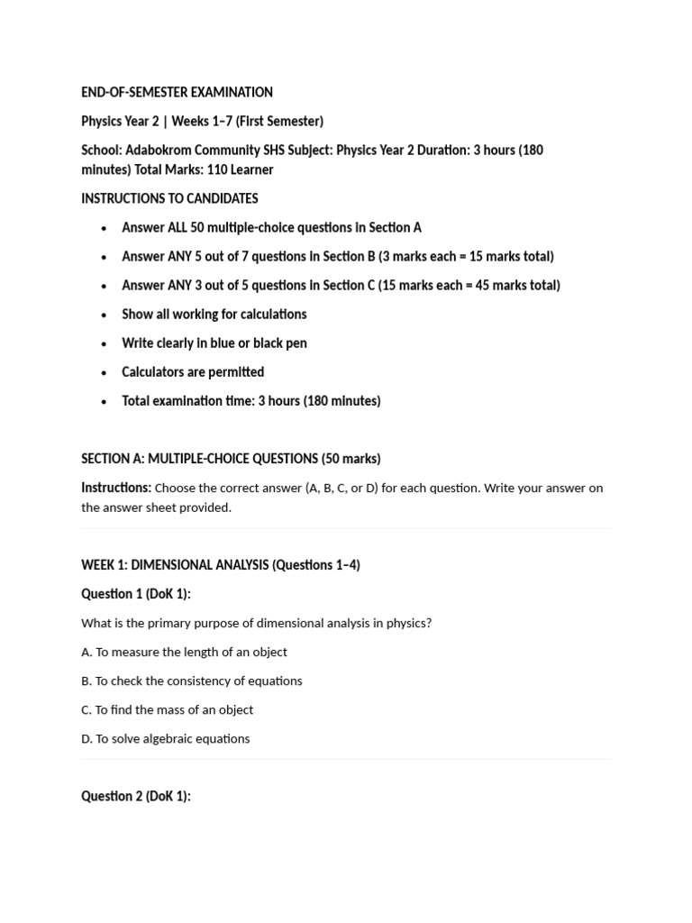 Physics Form 2 2026 End of Sem1 | PDF | Buoyancy | Latent Heat