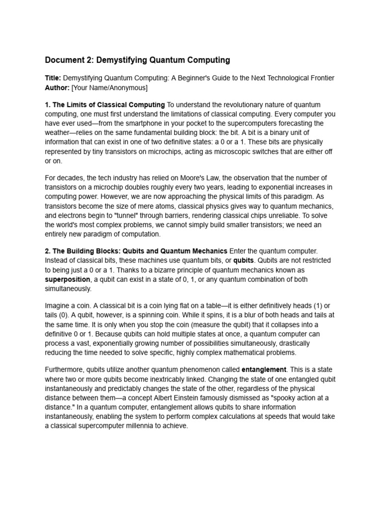 Document 2 - Demystifying Quantum Computing | PDF | Quantum Computing ...