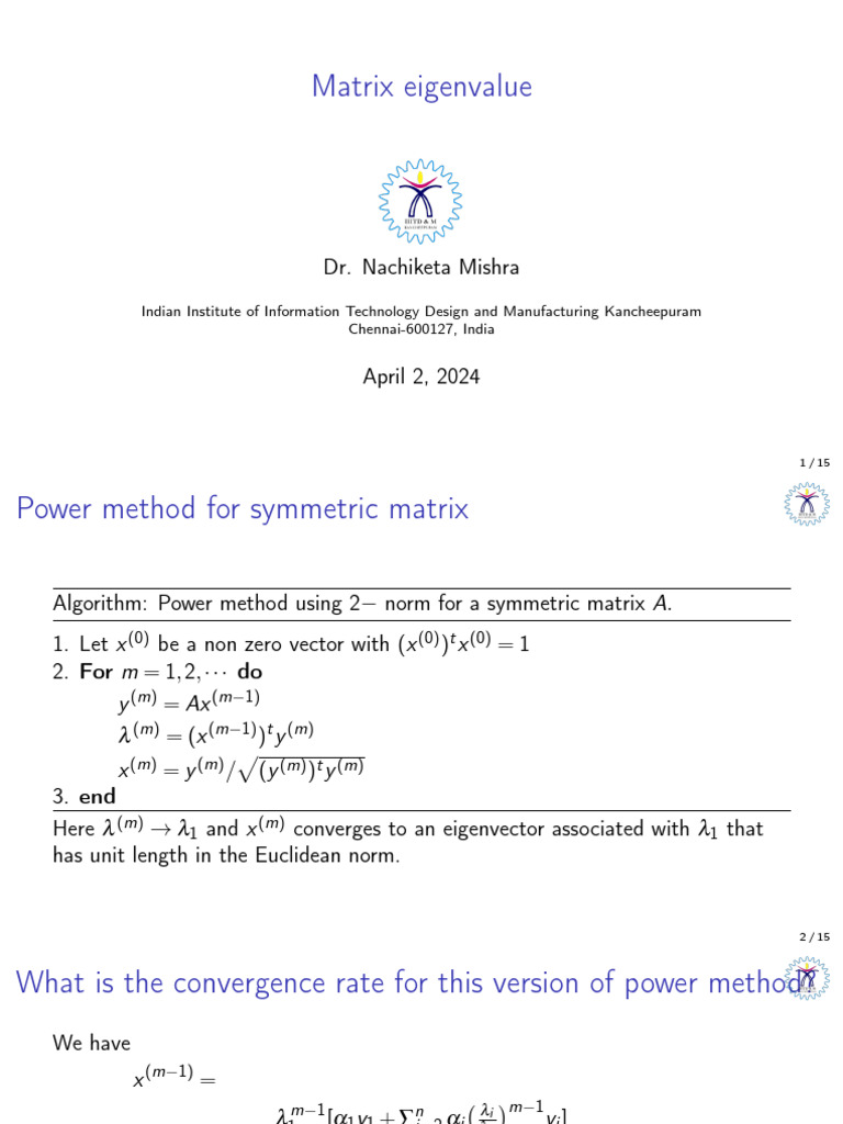 Inverse PM | PDF | Eigenvalues And Eigenvectors | Numerical Analysis