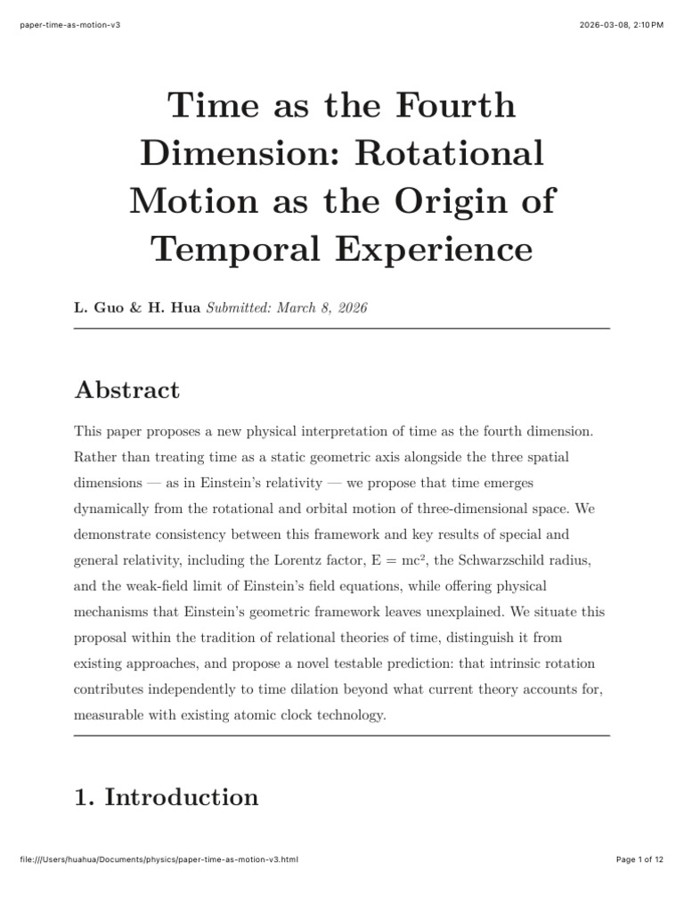 Paper Time As Motion v3 | PDF | General Relativity | Time