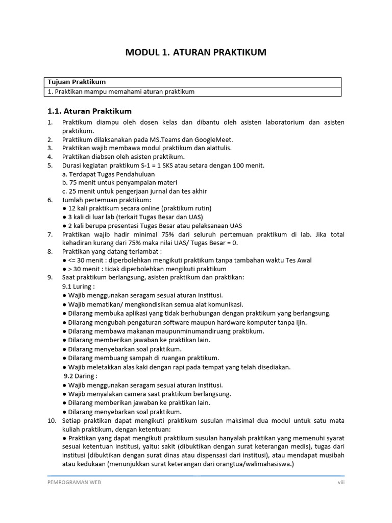Modul 1 Praktikum Pemrograman Web 2024 | PDF