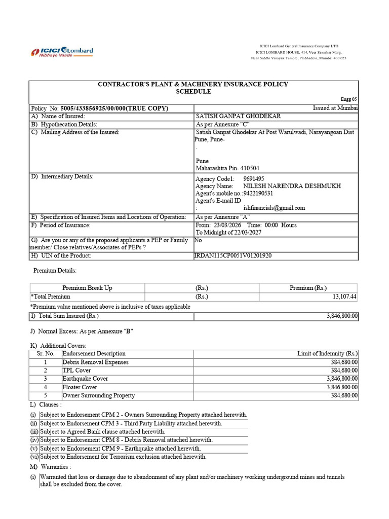 Policy Copy 20260323134757 | PDF | Insurance | Indemnity