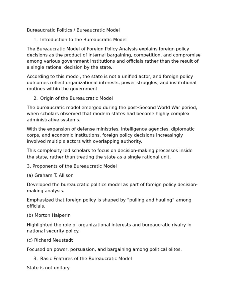 Bureaucratic Model | PDF | Foreign Policy | Policy
