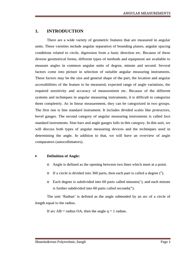 Angular Measuring Devices | PDF | Angle | Mirror