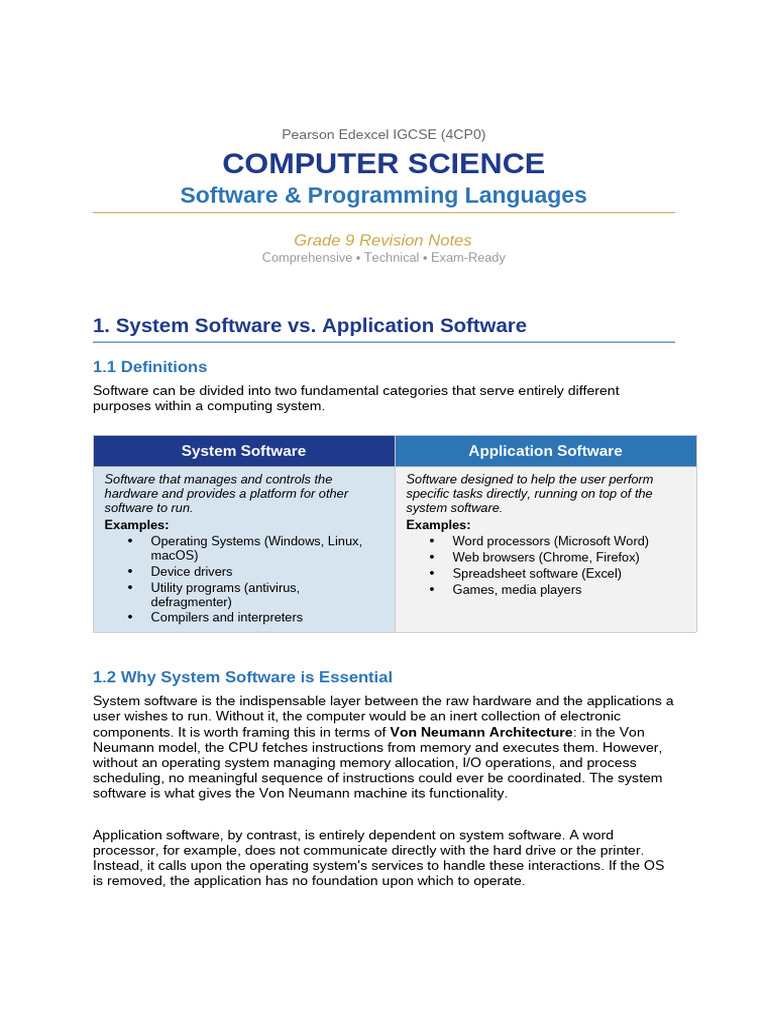 IGCSE Software Programming Revision Notes | PDF | Operating System ...