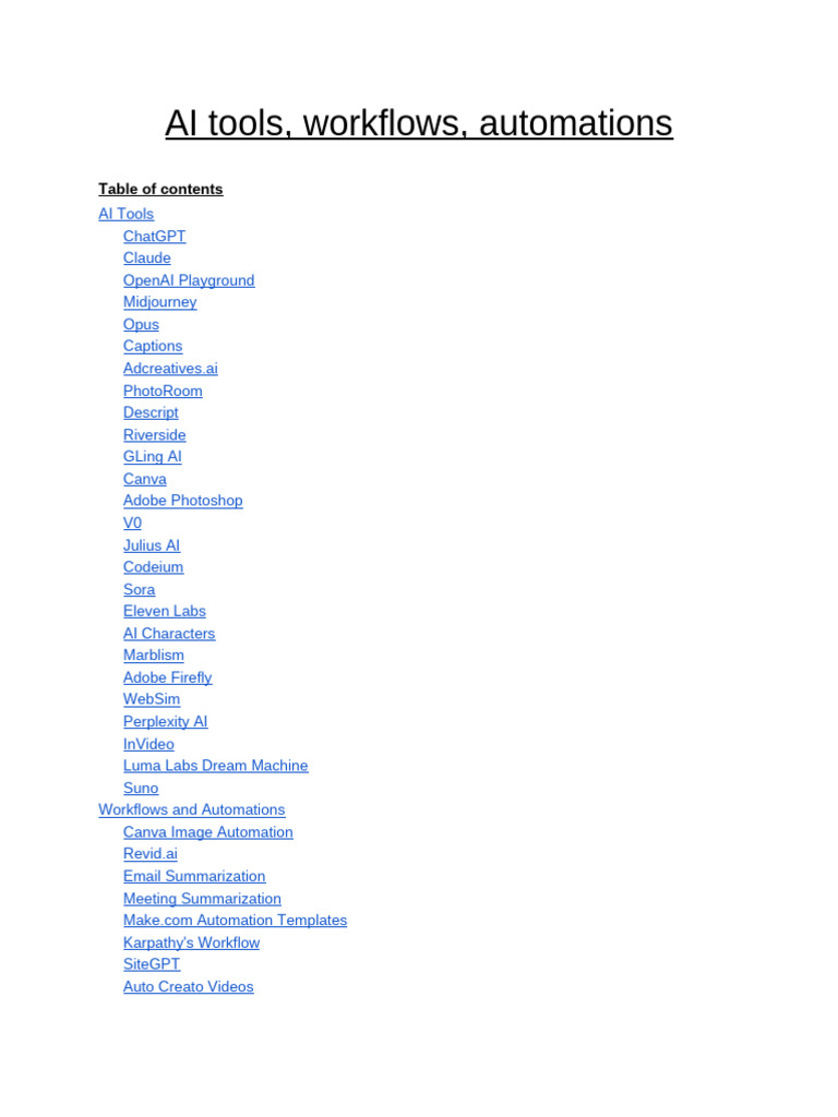 AI Tools, Workflows, Automations | PDF | Artificial Intelligence ...
