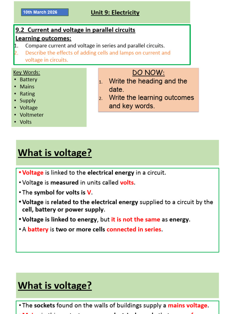 9.2 - Current and Voltage in Parallel Circuits 1 | PDF | Series And ...