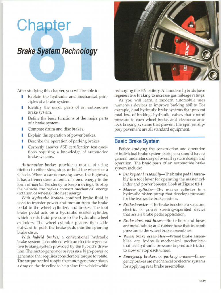 Chapter 81 Brake System Technology | PDF