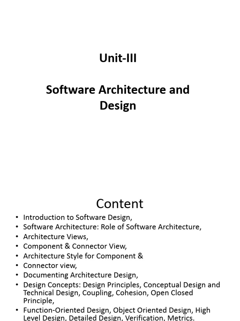 Unit-III - Software Architecture - Design | PDF | Unified Modeling ...