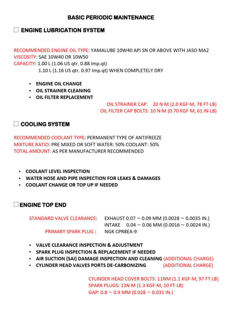 Basic Periodic Maintenance Detail | PDF | Axle | Brake