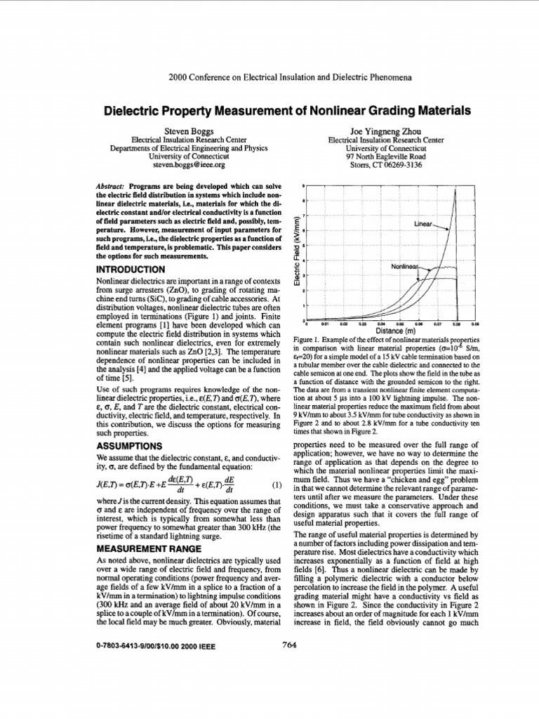 Dielectric Property Measurement of Nonlinear Grading Materials | PDF ...