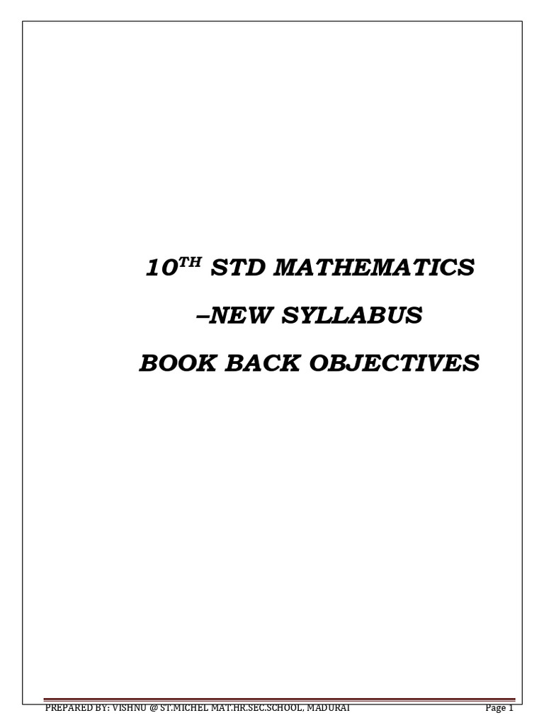 10th Maths Book Back Objectives With Answers | PDF | Function ...