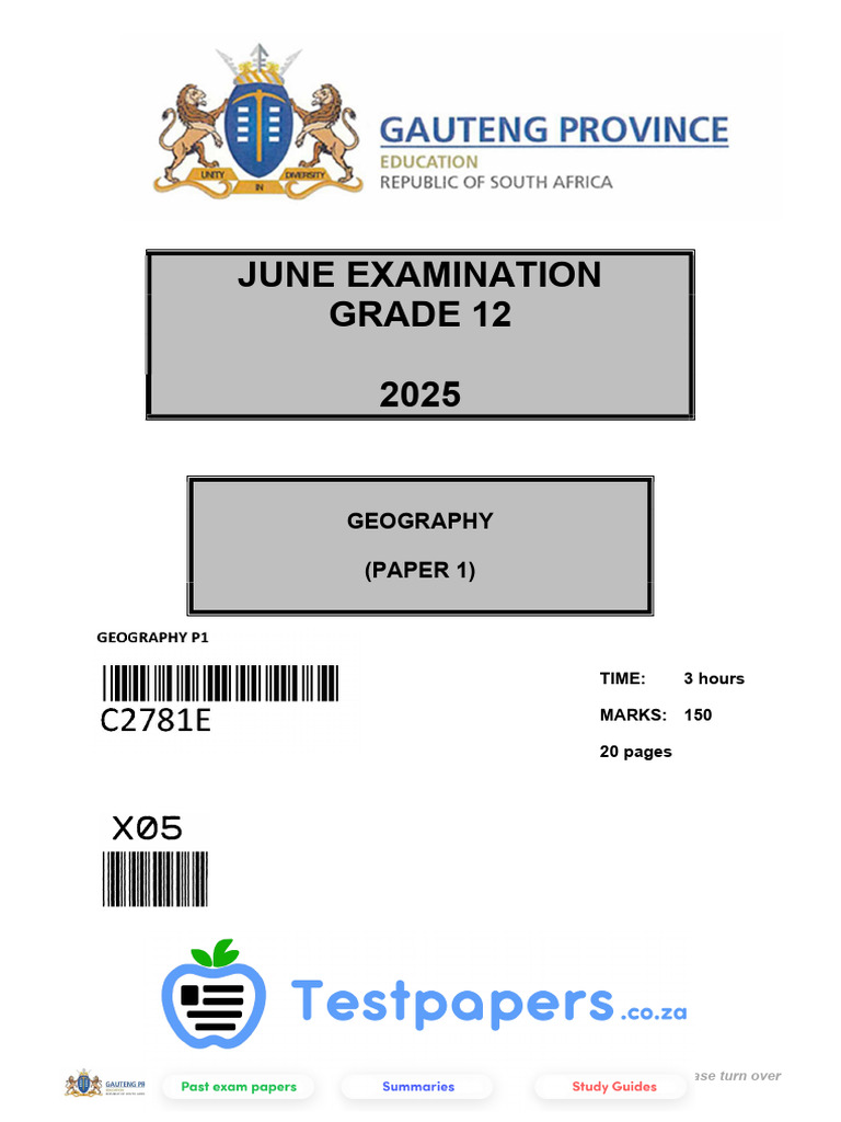 Geography P1 (English) June 2025 Question Paper | PDF | Tropical ...