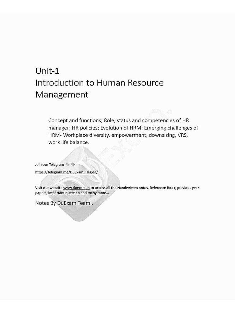 HRM Unit 1 - Compressed | PDF