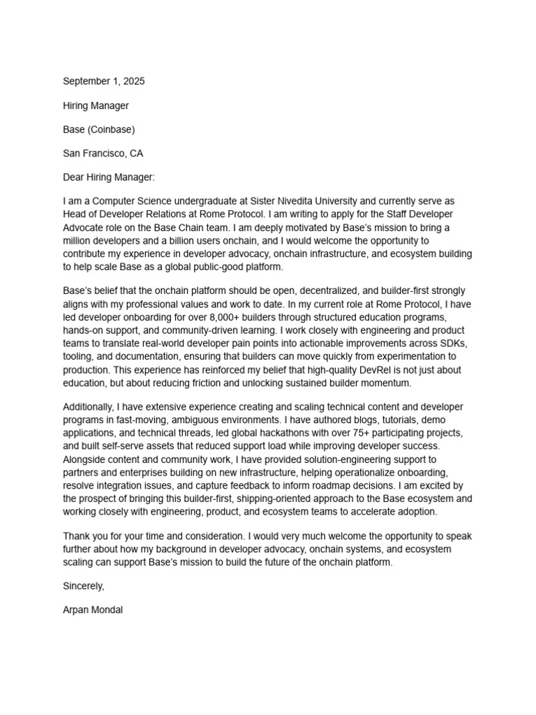 Base Cover Letter | PDF