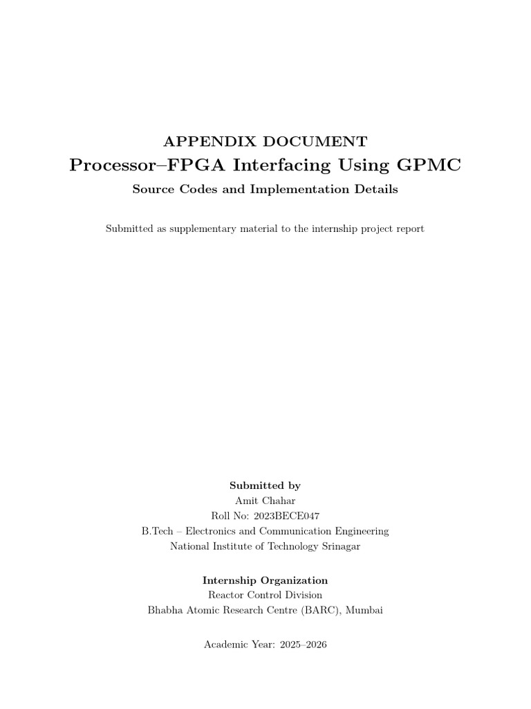 Processor-FPGA Interfacing Using GPMC: Appendix Document | PDF | Field ...