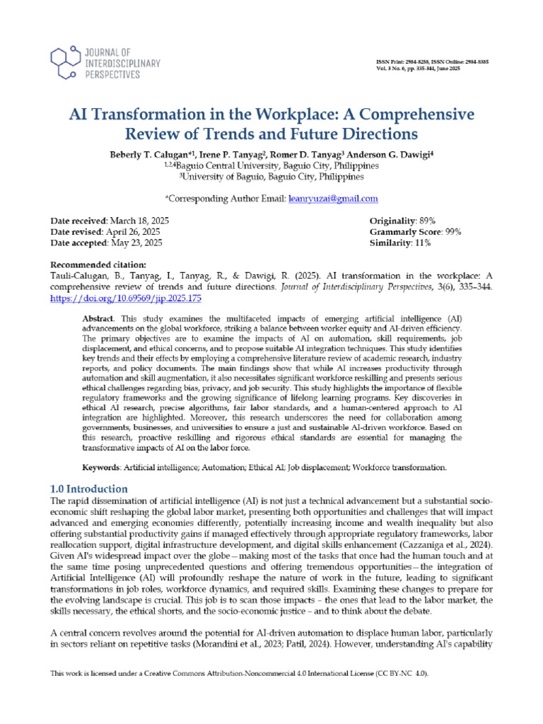 Calugan Et Al. 2025 - AI Transformation in The Workplace - A ...