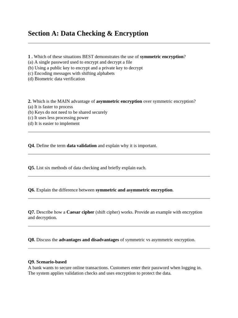 Revision Sheet3 Data Checking, Encryption, CPU Structure | PDF