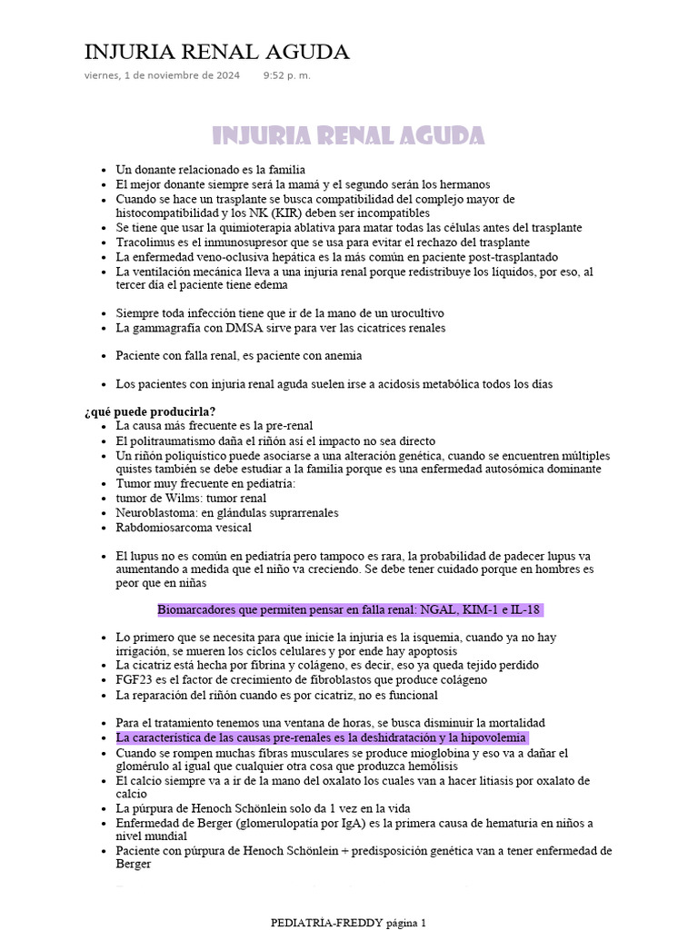 Injuria Renal Aguda | PDF | Especialidades Medicas | Medicina CLINICA