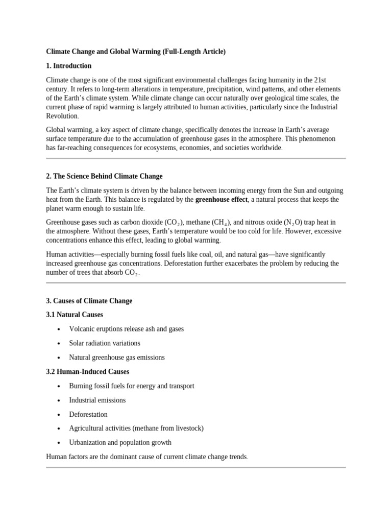 Climate Change and Global Warming | PDF | Climate Change | Greenhouse Gas