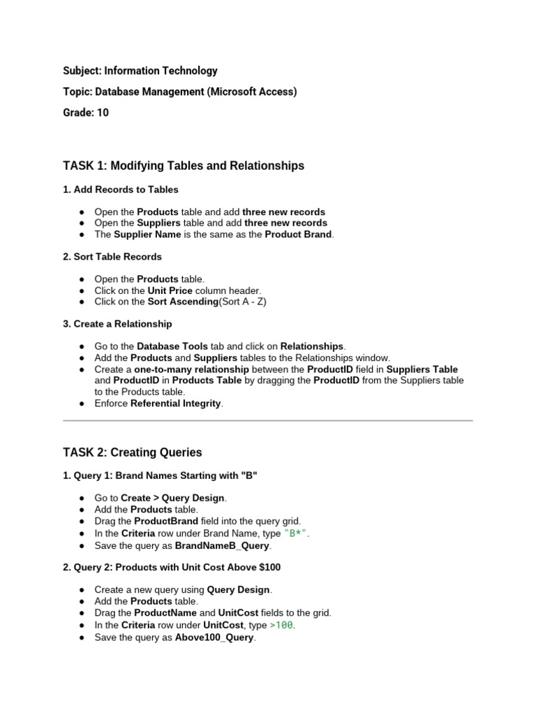 MS Access Practical 3 | PDF | Microsoft Access | Application Software