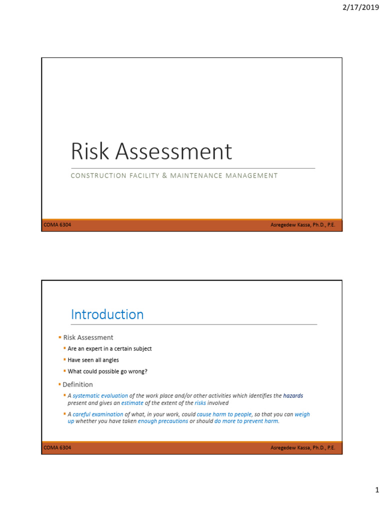 Lec 7 Risk Assessment | PDF | Risk | Risk Assessment