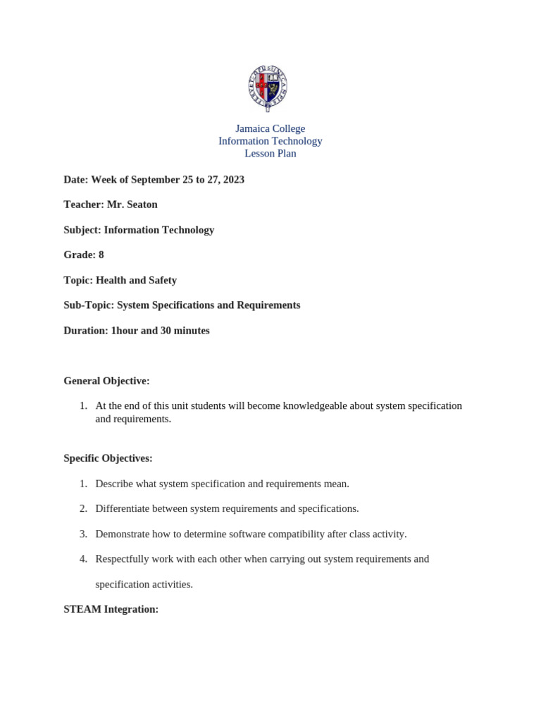 Grade 8 - System Specification and Requirements LP | PDF | System ...