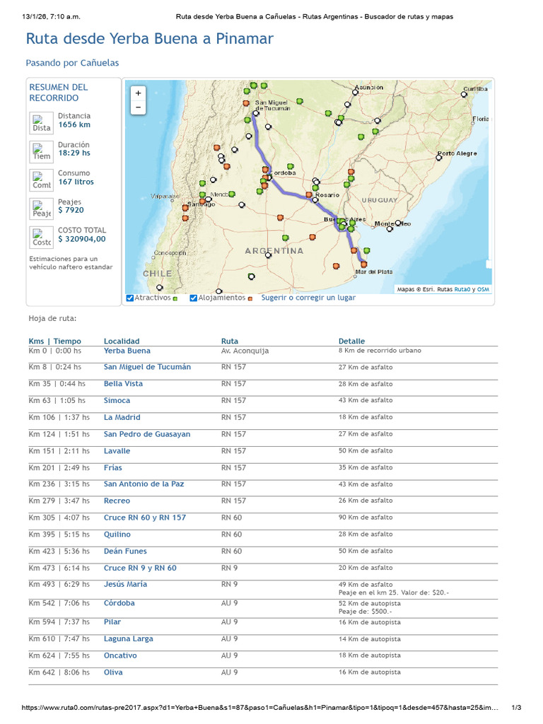 Ruta Desde Yerba Buena A Cañuelas - Rutas Argentinas - Buscador de ...