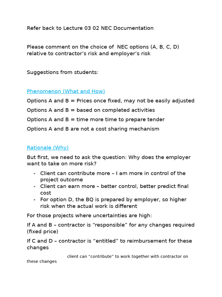 Lecture 05 NEC - Choice of Options | PDF