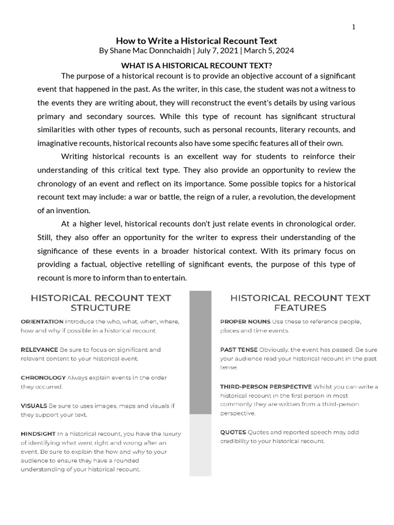 How To Write A Historical Recount Text | PDF | Roman Britain | Paleolithic