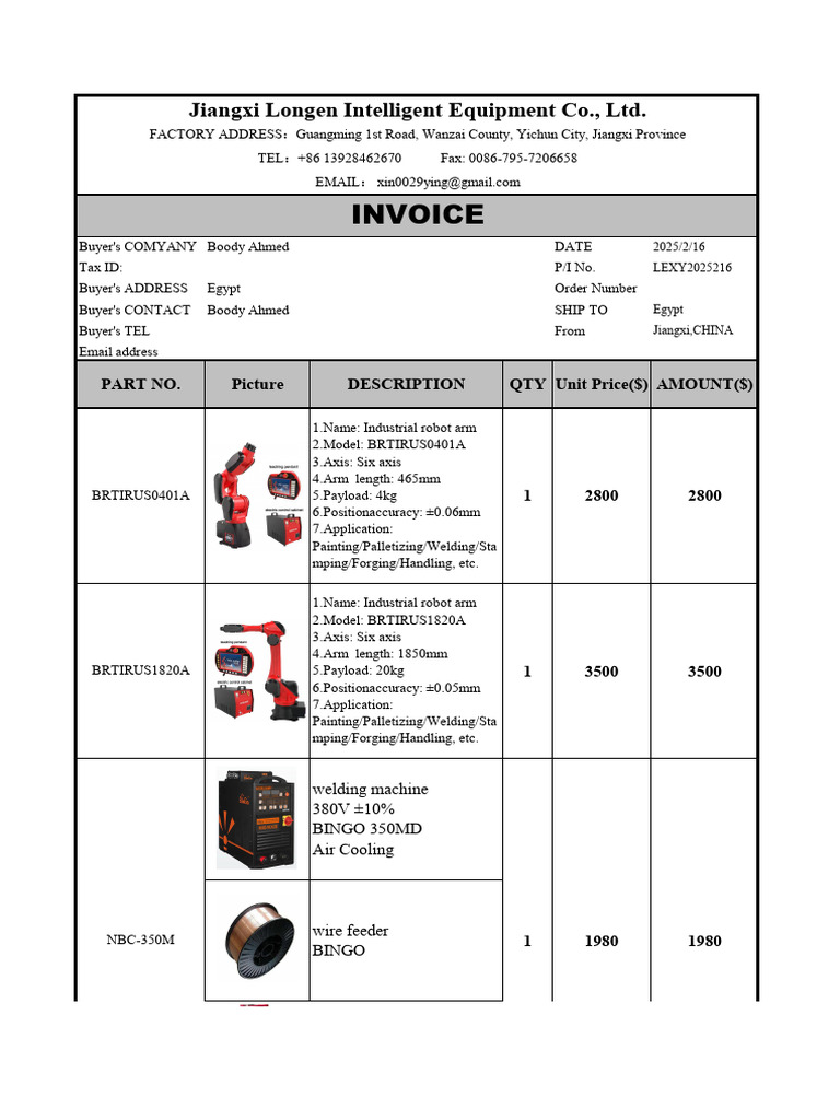 1820 LONGEN Robot Invoice Boody Ahmed | PDF