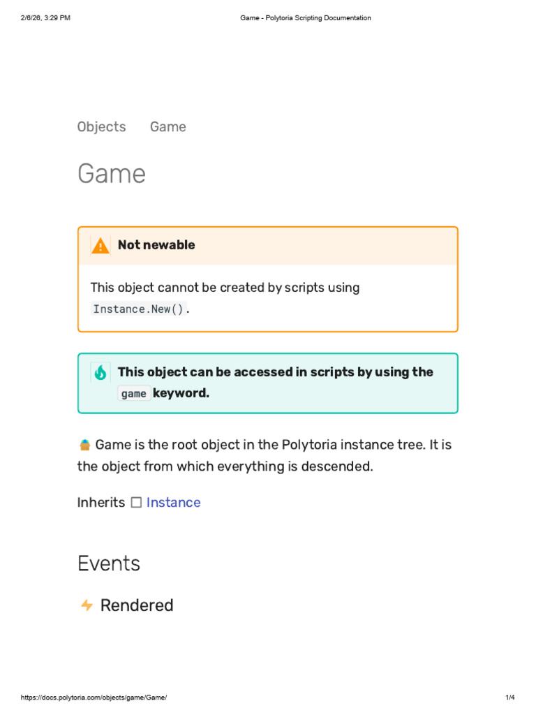 Game - Polytoria Scripting Documentation | PDF | Parameter (Computer ...