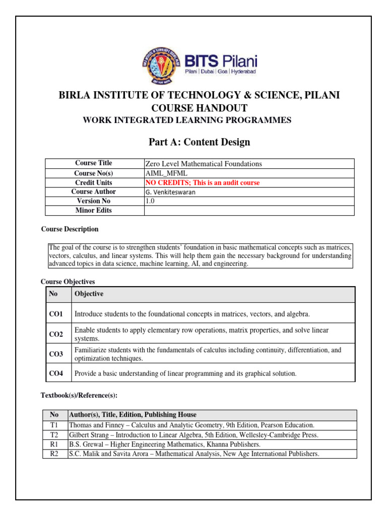 Course 0 Mathematics Handout | PDF | Matrix (Mathematics) | Determinant
