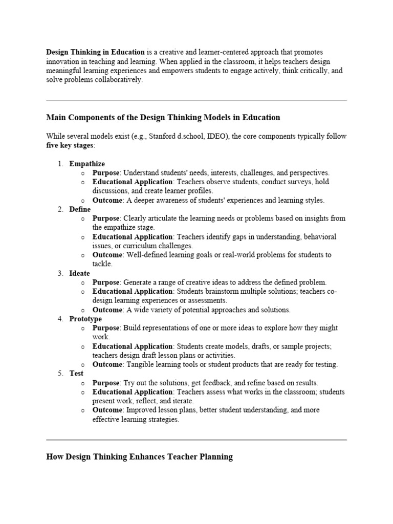 Design Thinking in Education Is A Creative and Learner | PDF | Design ...