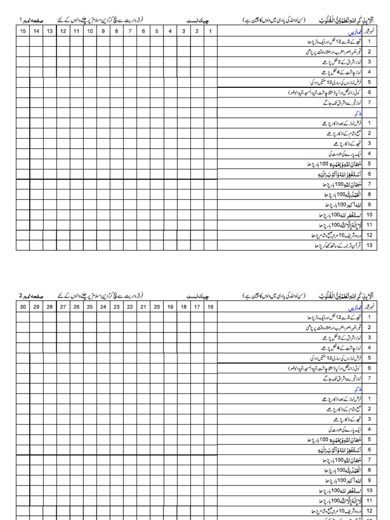 Ramzan Checklist | PDF