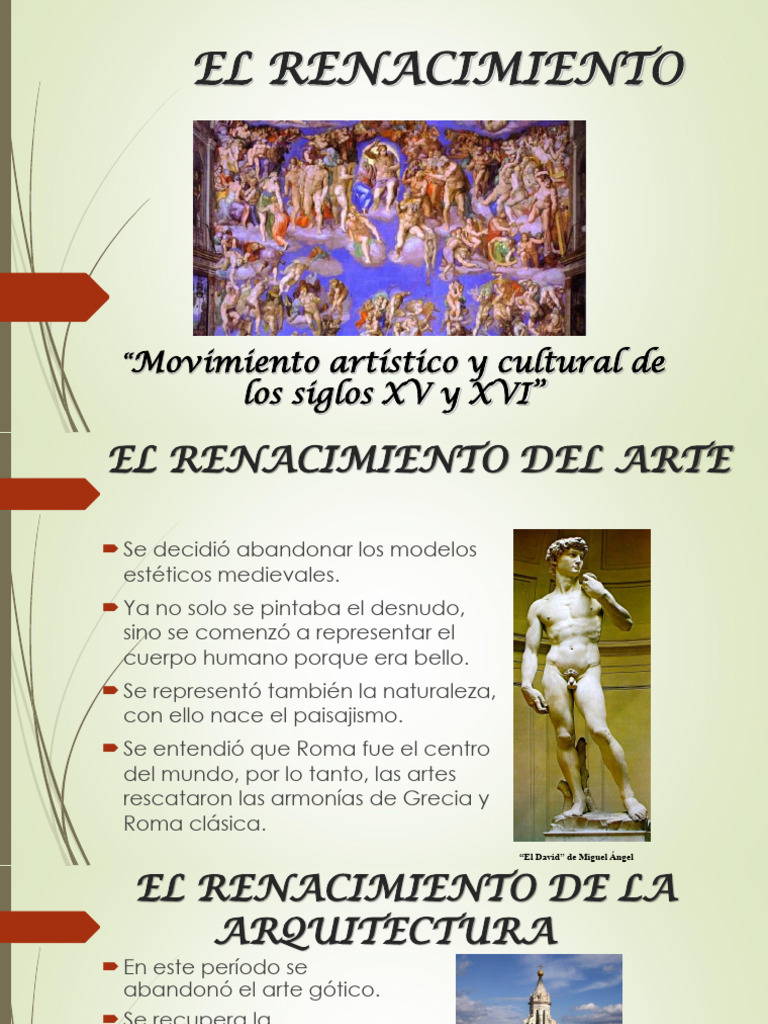 El Renacimiento Historia Precursor | PDF | Renacimiento | Miguel Ángel
