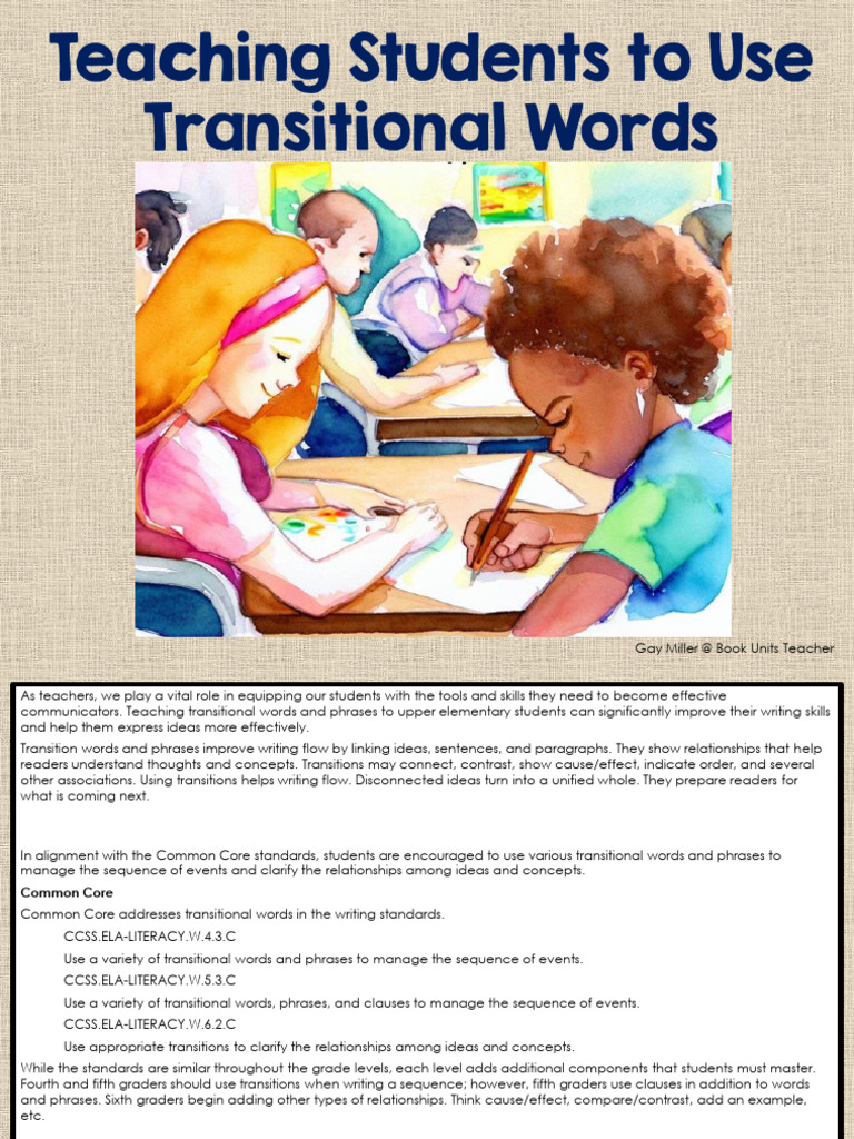 Using Transition Words To Improve Writing Activities | PDF | Books | Phrase