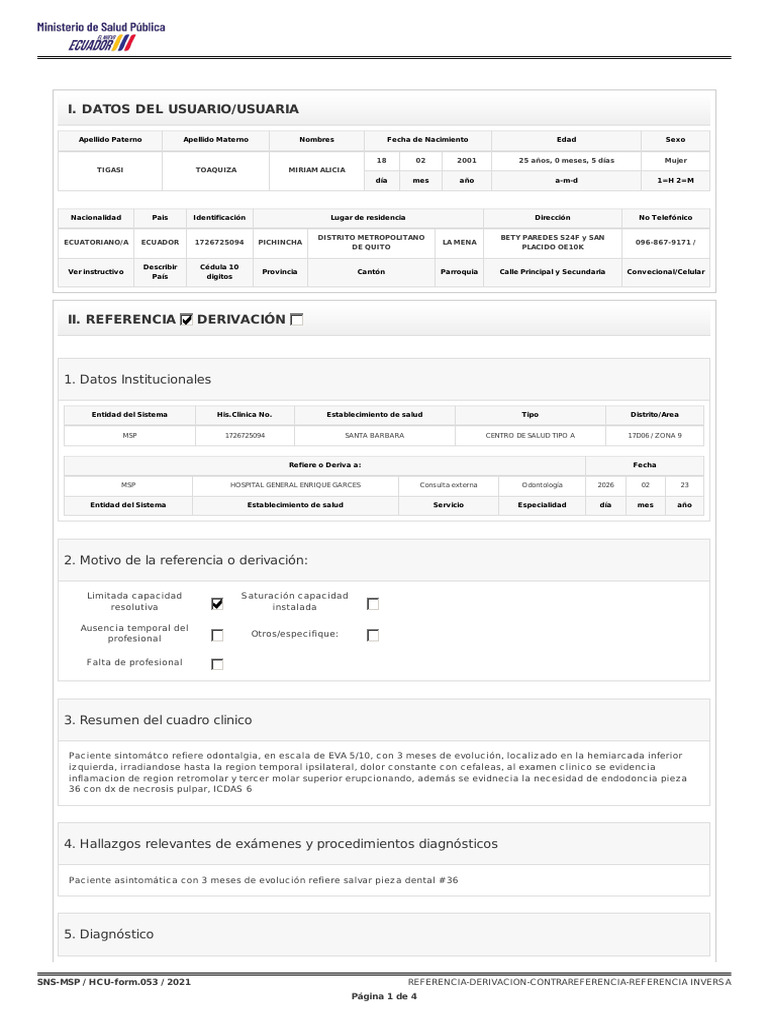 SNS MSP HCU Form 053 2021 | PDF | Ciencias de la Salud | Especialidades ...