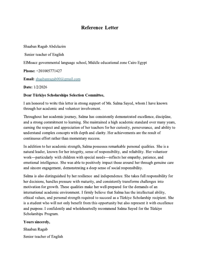Reference Letter Salma Sayed | PDF